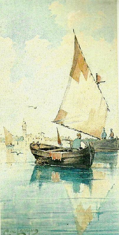 Carl Larsson segelekor vid sydlandsk stad Norge oil painting art
